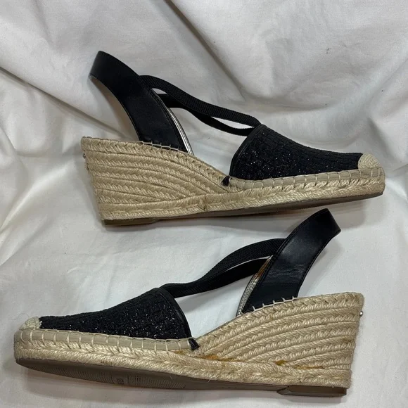 Anne Klein Aneesa Espadrille Wedge Sandals Black 9.5 - Picture 6 of 12